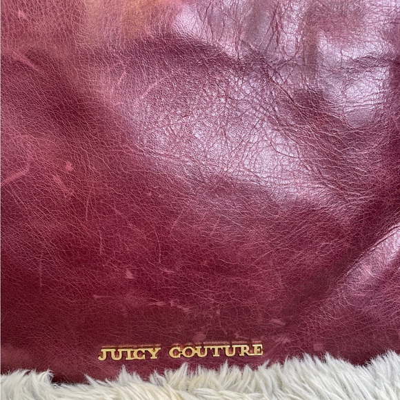 Juicy Couture Topanga Chain Link Studded Leather Shoulder Bag Burgundy - Picture 7 of 7